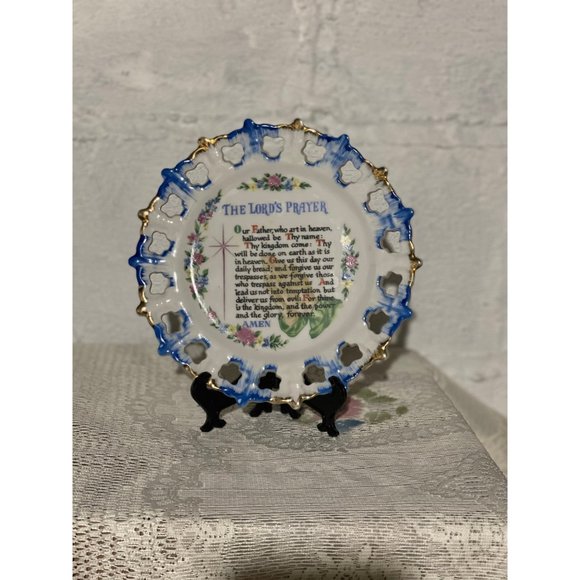 The Lords Prayer Porcelain Japan Commemorative Plate Vintage Circa 1950s - Picture 8 of 9